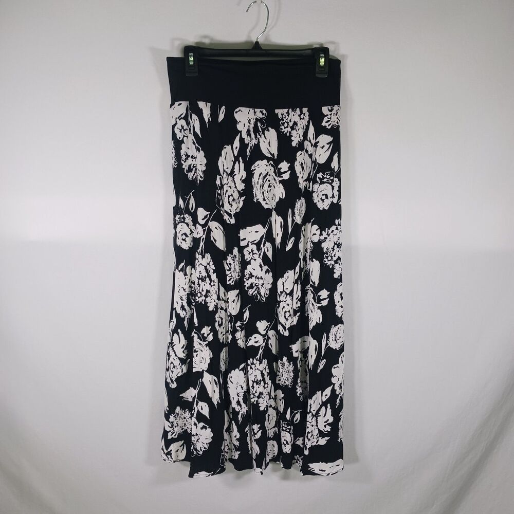 Roses Floral Print Lightweight Maxi Skirt w/ Cotton Waistband - Picture 3 of 9